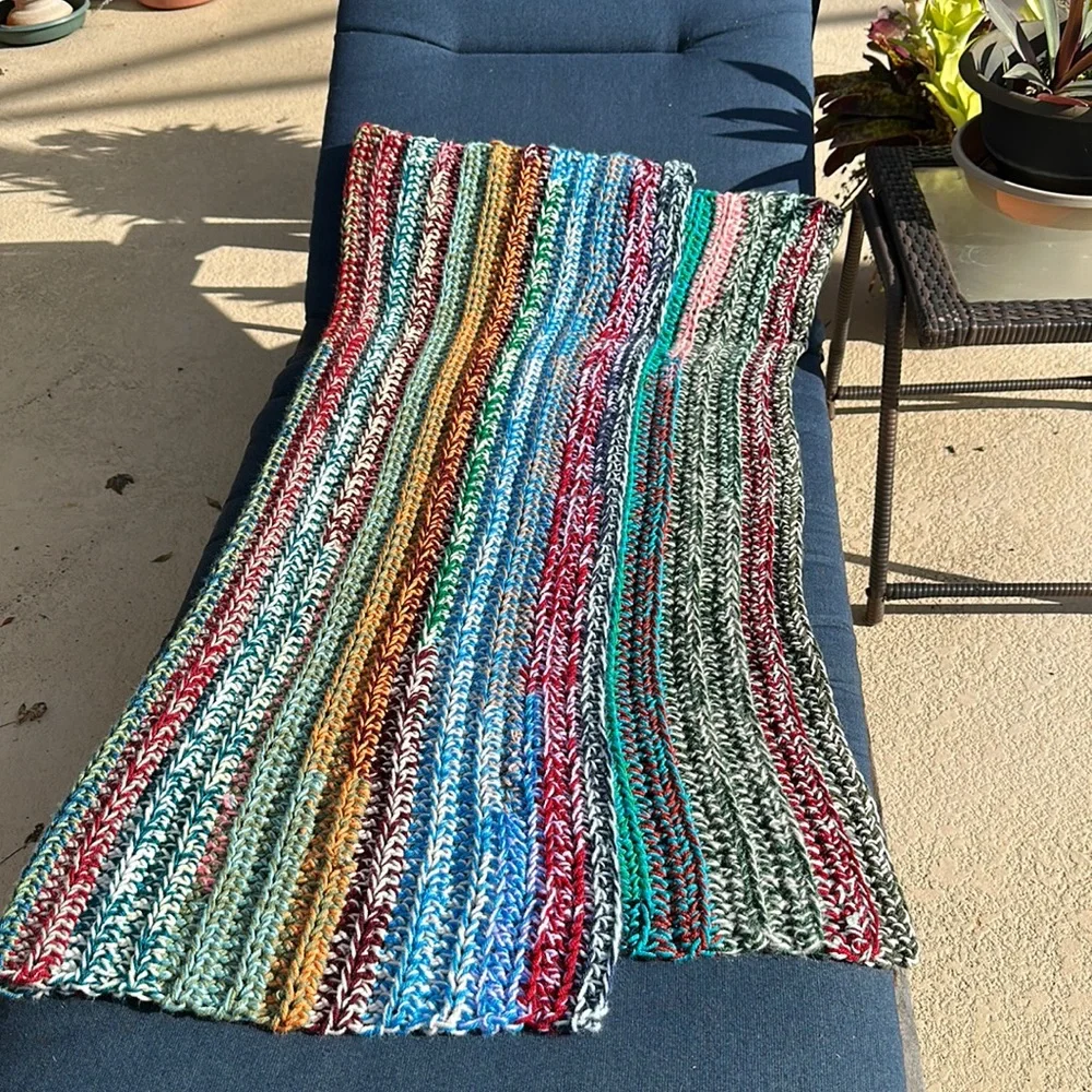 Handmade Crocheted knitted Blanket/Lap Throw-multi colored NEW-Warm